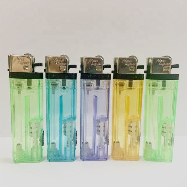 Eight angle flame flint LED lighter plastic lighter