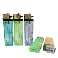 Square lighter flame flint LED lighter plastic gas lighter with torch