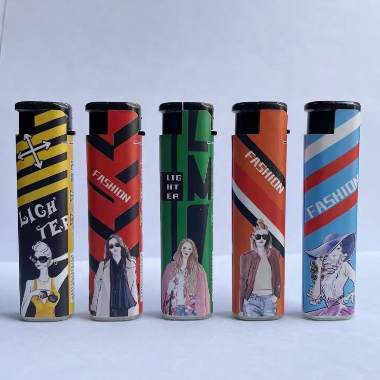 custom flame encendedor windproof lighter disposable cigarette gas cheap feuerzeug plastic reloj briquet