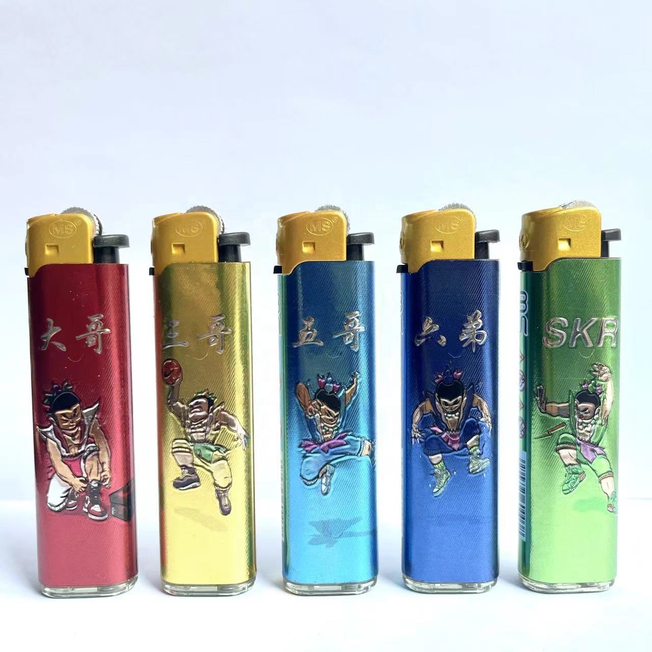 2023 new style grinding wheel smoking flame flint lighter custom logo other butane lighter