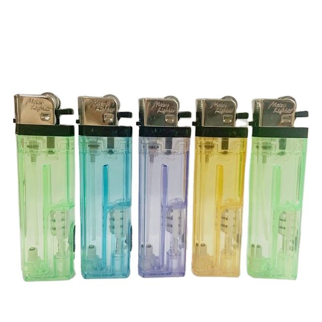 Square lighter flame flint LED lighter plastic gas lighter with torch