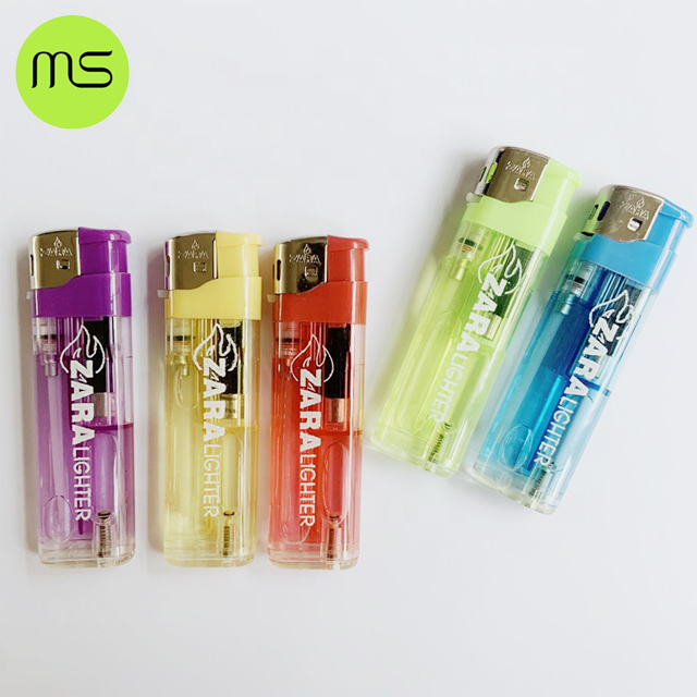 MS Custom Freely High Quality Cheap Electronic Plastic Flame Refillable Lighter for cigarette